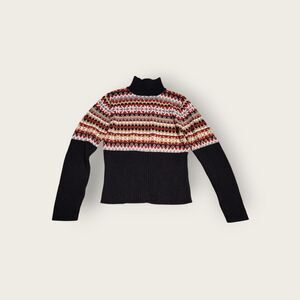 Vintage Y2k early 2000s Faded Glory black retro mockneck knit sweater